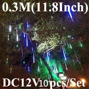 (image for) 0.3M Meteor Shower Rain Tubes Christmas Decorative String Light Led Lamp DC 12V Holiday Light 10pcs/Set
